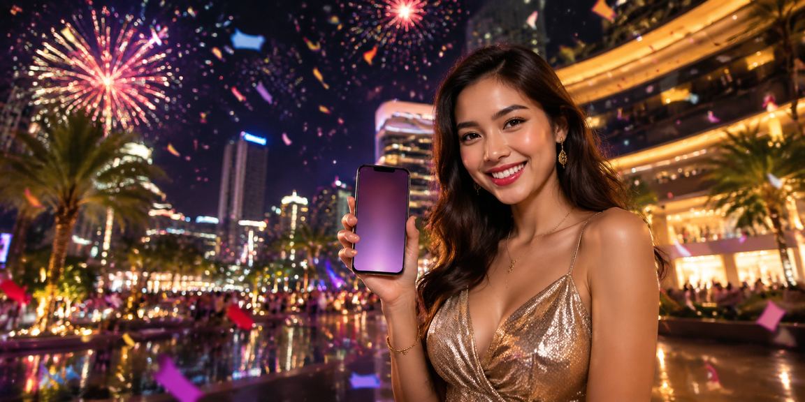 Tampilan layar neon terang menampilkan informasi deposit dan bonus platform digital