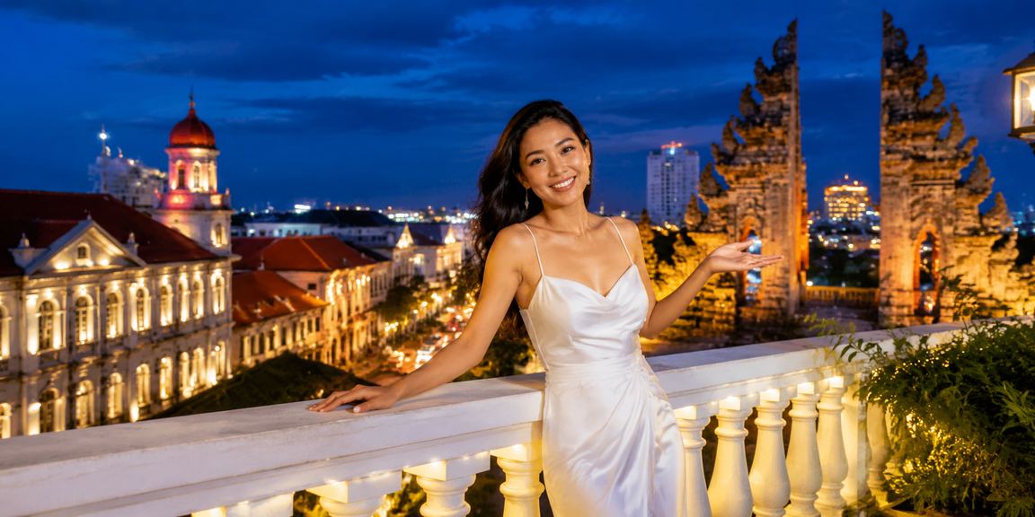 Pemain perempuan bergaya elegan memegang kartu VIP dengan senyum di ruang modern